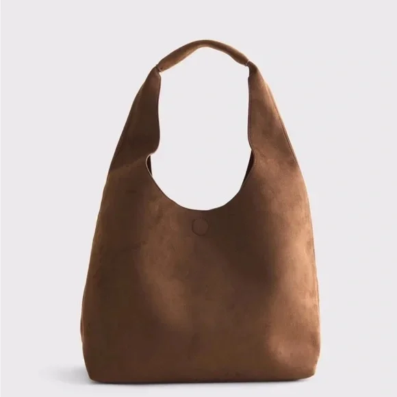 Abercrombie & Fitch Vegan Suede Hobo Tote Bag Purse - Picture 1 of 4